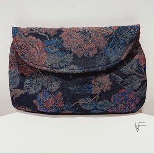 Vintage 60s Italian Made Tapestry Floral Clutch